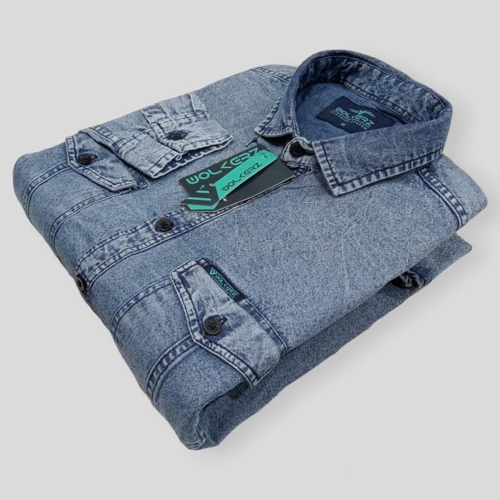 kemeja jeans pria lengan panjang premium / ukuran M L XL - G9, M