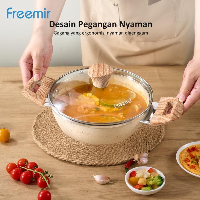 (Bisa ) (BONUS SPATULA) freemir Wajan 20cm Granit Premium Wajan Anti Lengket Anti Gores Kitchenware
