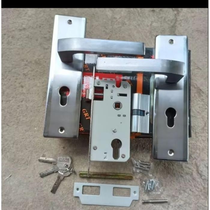 (Allthebest) (1 SET) SLOT GANGGANG KUNCI PINTU RUMAH NETZ UKURAN TANGGUNG STAINLESS