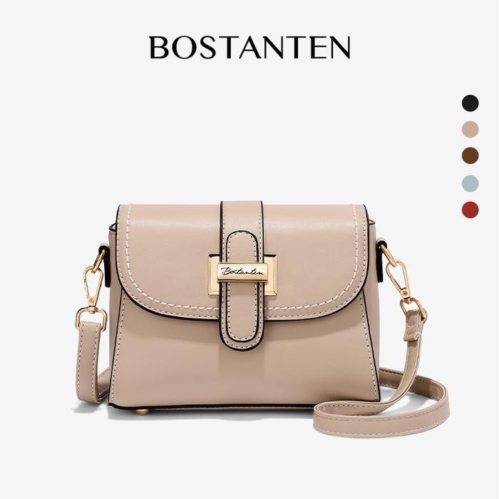 [Harley Bag] BOSTANTEN Tas Selempang Wanita Tas Bahu Wanita Kasual Kulit Sintetis Coklat Putih