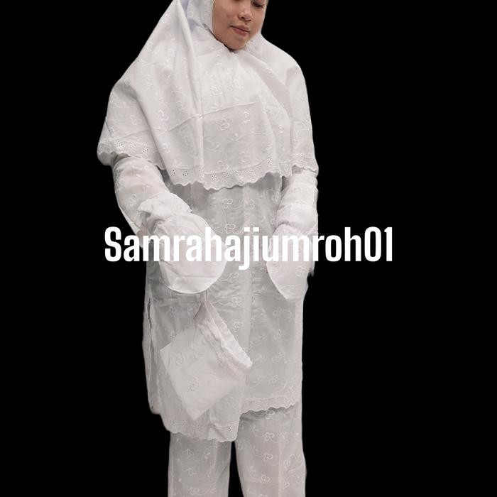 ORIGINAL baju ihram pakaian ihram wanita ihram putih ihram wanita full bordir READY STOCK