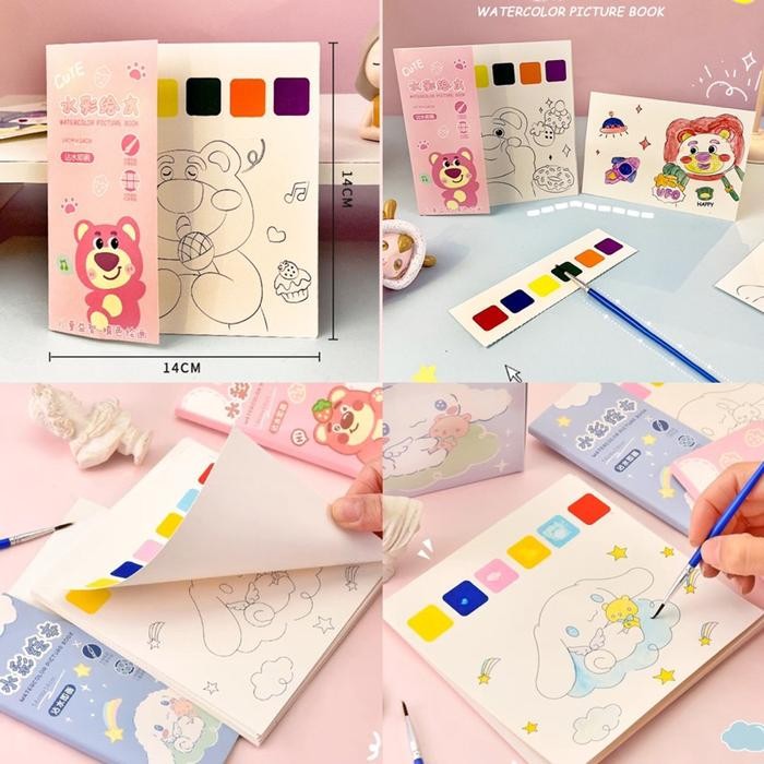 

SARI Cute Water Color Painting Buku Gambar Cat Air Anak Tema Imut