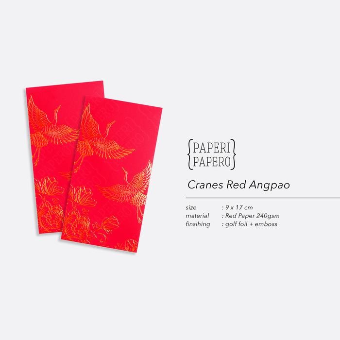 

5WUM Red Envelope Crane Bird - Amplop Angpao Merah Burung Emas Bangau Bunga