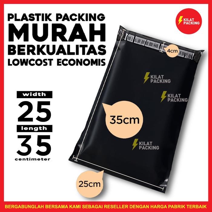 

5WUM Packaging Olshop Amplop Polymailer Low Cost Ekonomis Hitam 25X35Cm