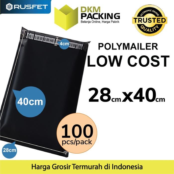 

5WUM Plastik Polymailer Pack Low Cost Amplop Polimailer Hitam 28X40 Rusfet