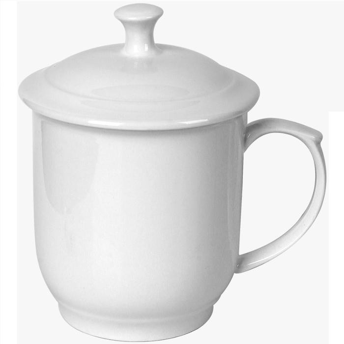 N6VA Mug Gelas Tutup Home Line Keramik Porselen 500 Ml Putih Polos