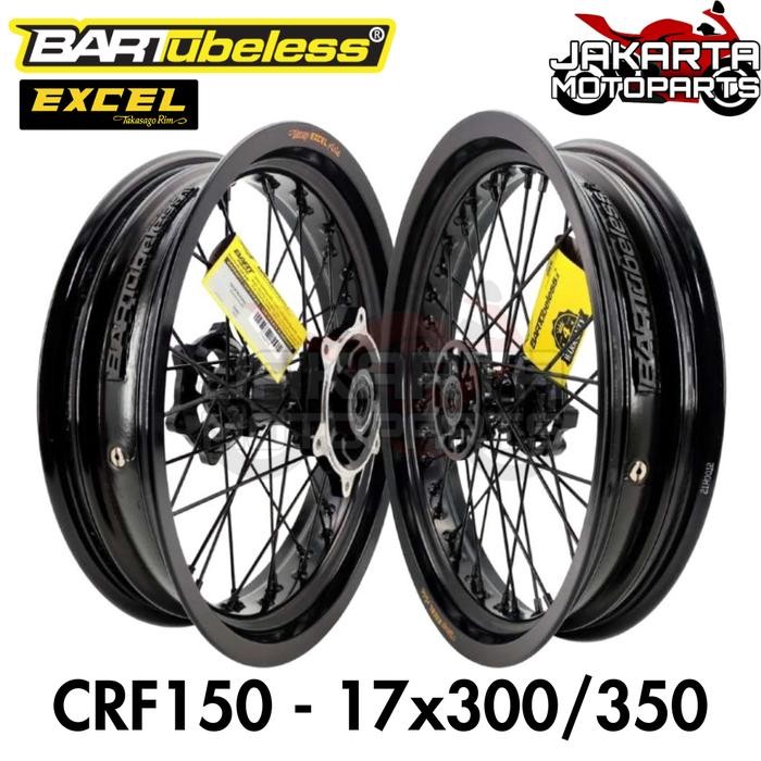 VELG WHEELSET SUPERMOTO TAKASAGO EXCEL BARTUBELESS CRF BLACK 300 350