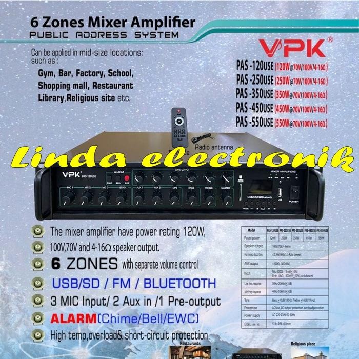 AMPLIFIER SYSTEMS VPK PAS120USE 250WATT 6ZONES PAS 120USE