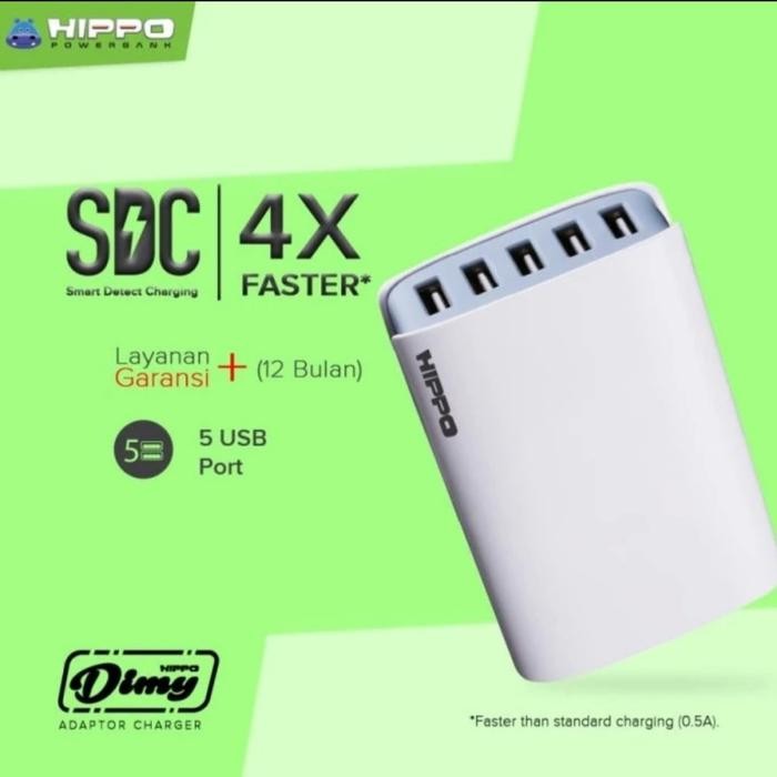 KEPALA CHARGER TRAVEL HIPPO 5 PORT 10 A SDC ORIGINAL