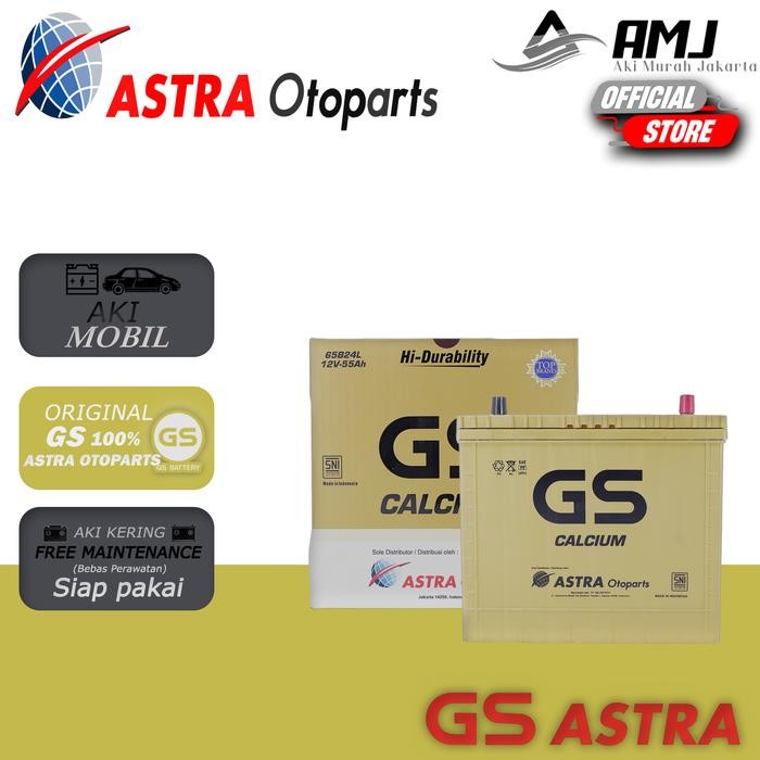 GS CALCIUM ASTRA AKI MOBIL TOYOTA COROLLA NS60L / 65B24L - 55AH AKI KERING