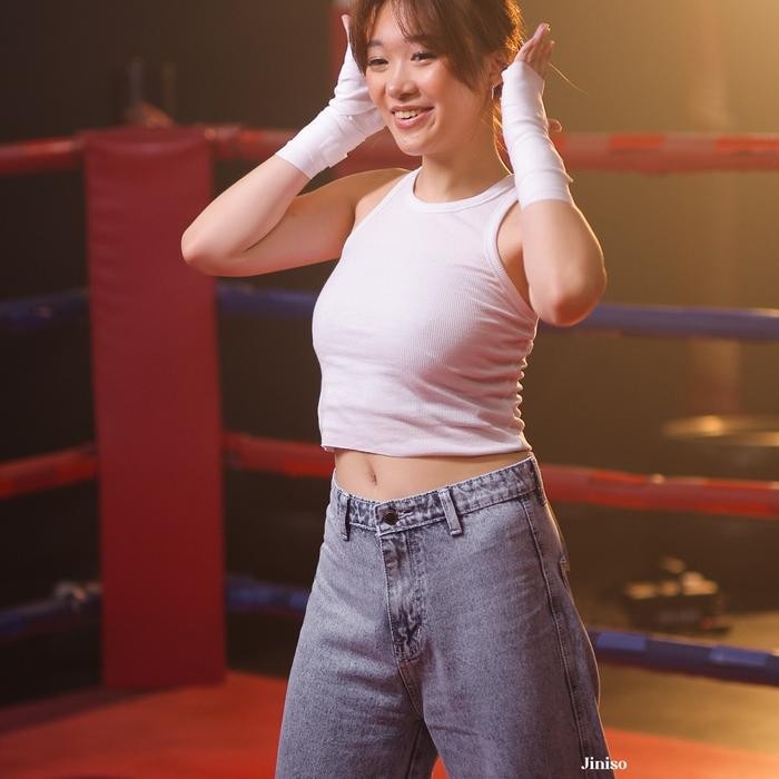 JINISO RELAX - 775 Kulot Hhwaist Celana Jeans Wanita Warna Snow Grey