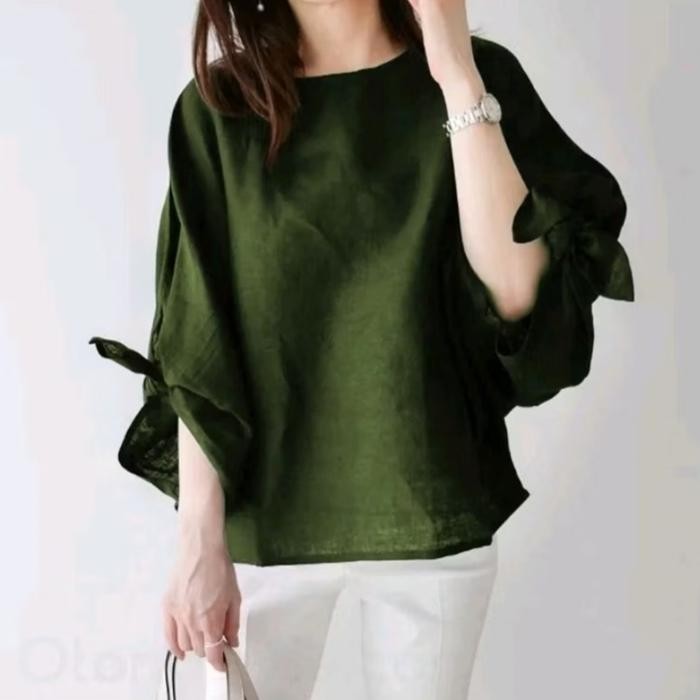 Blouse Baju Atasan Wanita Kerja style korea Baju Natal Baju imlek Merah - XL