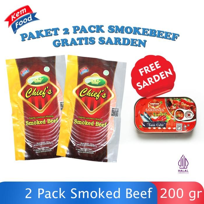 

READY PAKET 2 PCS SMOKED BEEF CHIEF 200GR GRATIS SARDEN SAUS CABAI