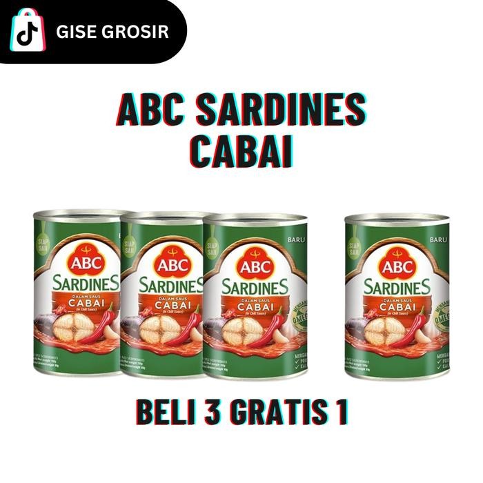 

READY ABC SARDINES SAUS CABE PEDAS 155GR - PROMO BUY 3 GRATIS 1 PCS