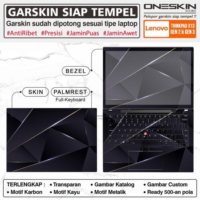 Siap Kirim Garskin Sticker Laptop Lenovo ThinkPad X13 Gen 2 Gen 3 Full Body Custom Design