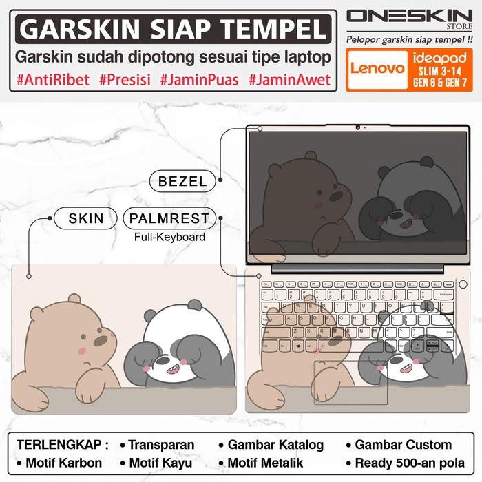 Siap Kirim Precut Garskin Sticker Laptop Lenovo IdeaPad Slim 3 / 3i-14 Gen 6 Fullbody Karbon