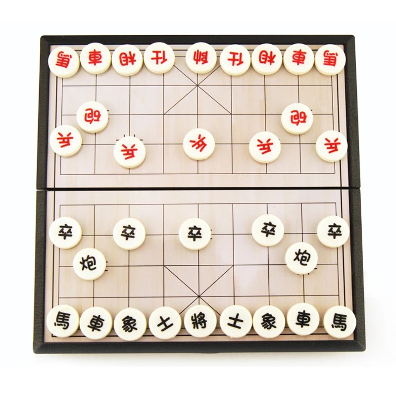 Small Plastics Chinese Chess Set Foldable Board Game Size 19.5*19.5*3cm Xiangqi Boxed Chess Game