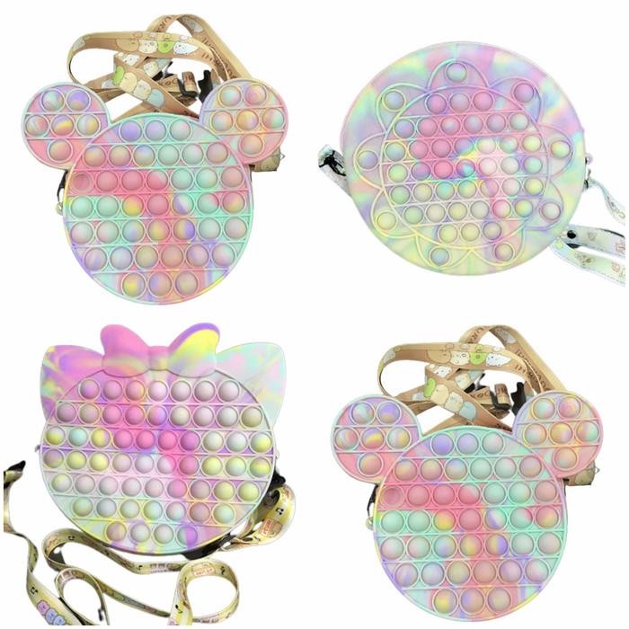 Jual tas pop it sling bag tie dye kitty mickey push bubble tiktok tik tok