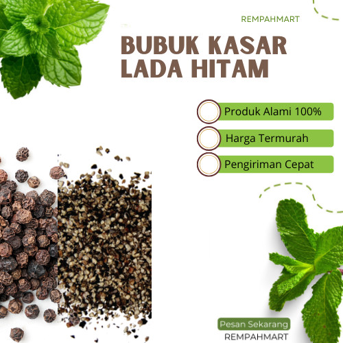 

1kg Bubuk Kasar Lada Hitam Murni Premium / Lada Hitam Coarse Ground Black Pepper Merica Giling 1 Kilogram Rempahmart