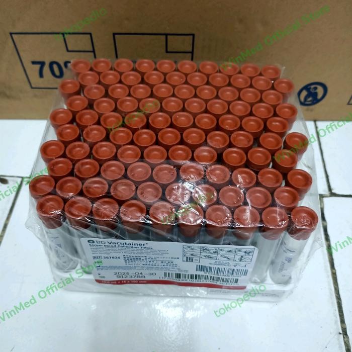 BD VACUTAINER TABUNG SERUM / TUBE PLN PLC 16X100MM RED 10ML