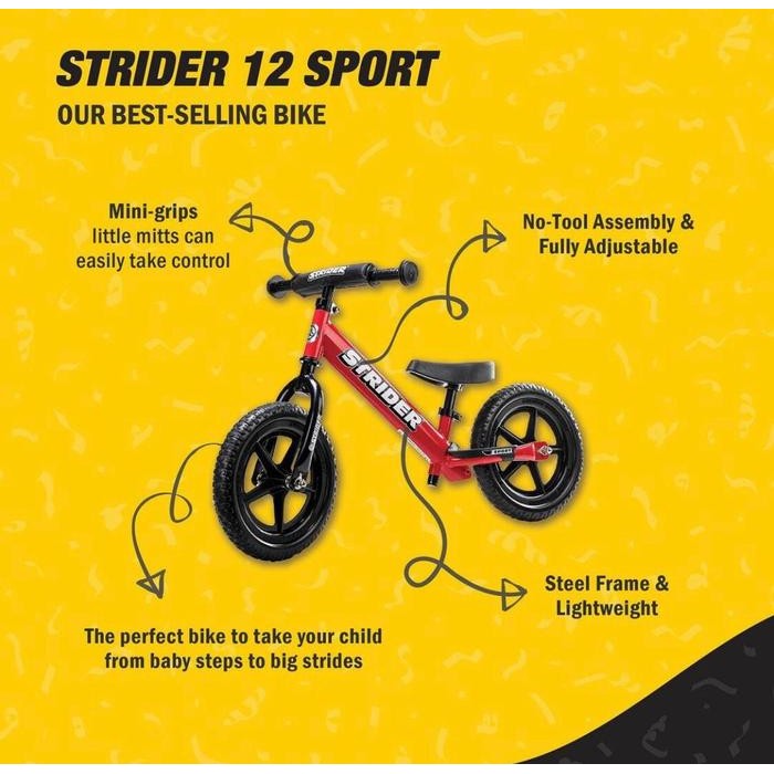 Balance Bike - Push Bike - Strider Bike 12" Sport (Free Standar)