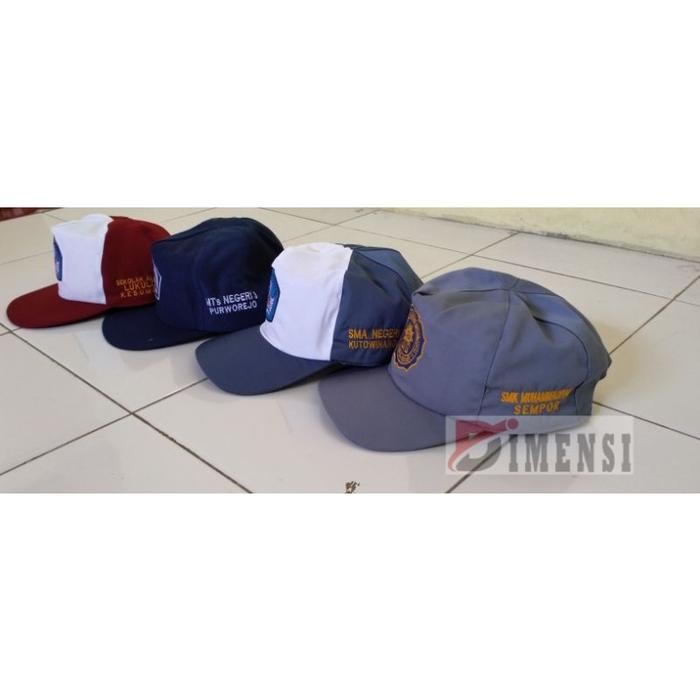 (Allthebest) Topi SD SMP SMA Bordir Identitas Logo Nama Sekolah
