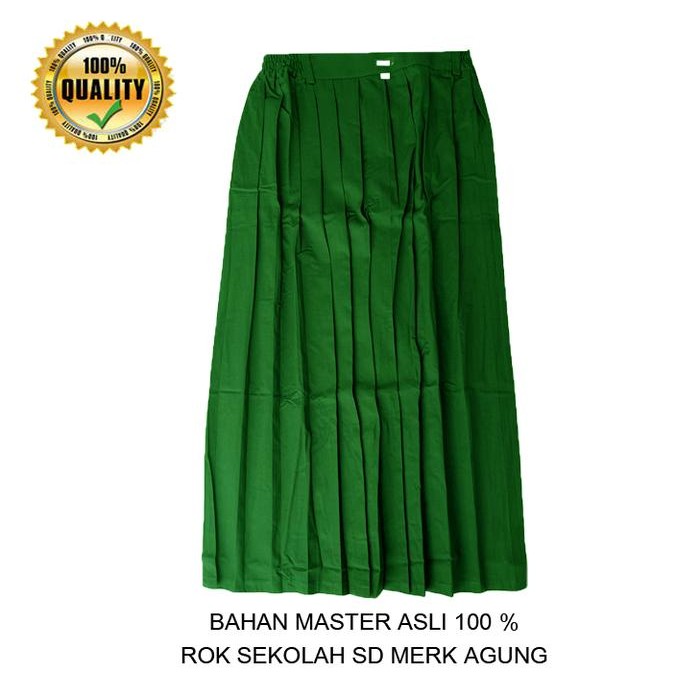 (Allthebest) Rok Rempel Panjang Hijau MI/SD Rok Plisket Panjang Hijau Anak Sekolah