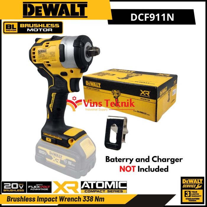 Dewalt Dcf911N Mesin Pembuka Baut Baterai Cordless Brushless Impact Wrench 1/2" 20V Dcf911