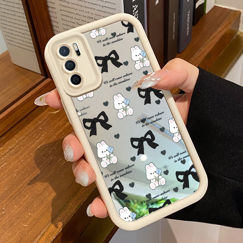 Casing Hp OPPO A16 OPPO A16s OPPO A54s Case Casing Beruang putih Silikon Softcase HP Mirror Ponsel C