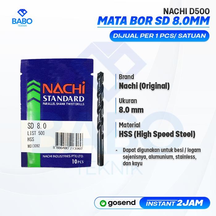 Mata bor besi 8.0mm nachi / mata bor besi nachi / mata bor 8mm murah