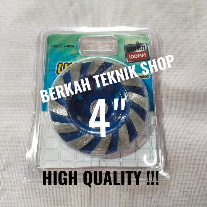 MATA GERINDA POLES 4" DIAMOND CUP TURBO POLES BATU TEMBOK BETON