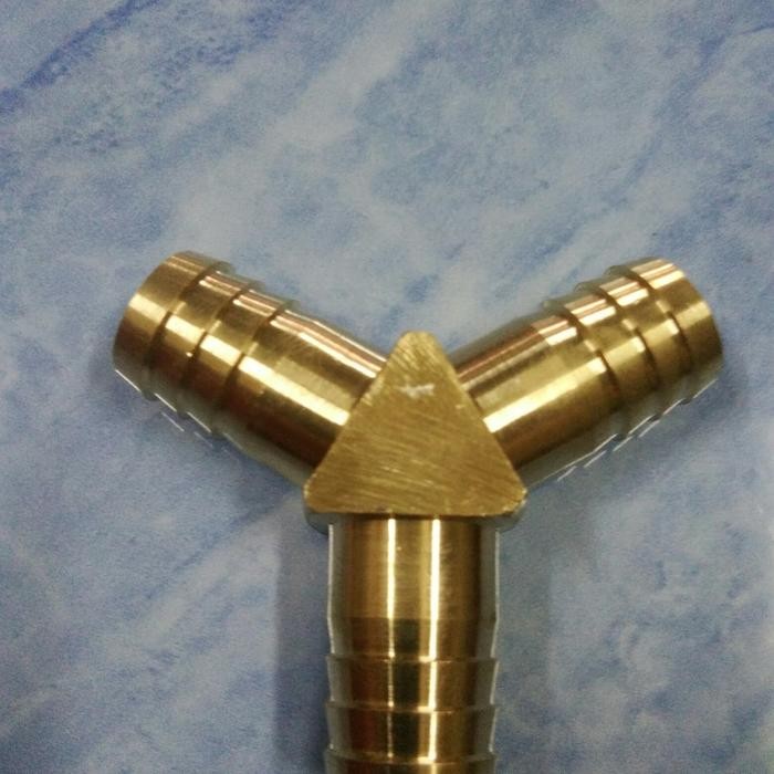 Y NEPEL SELANG 1/2" = 13mm KUNINGAN /SAMBUNGAN Y NEPEL