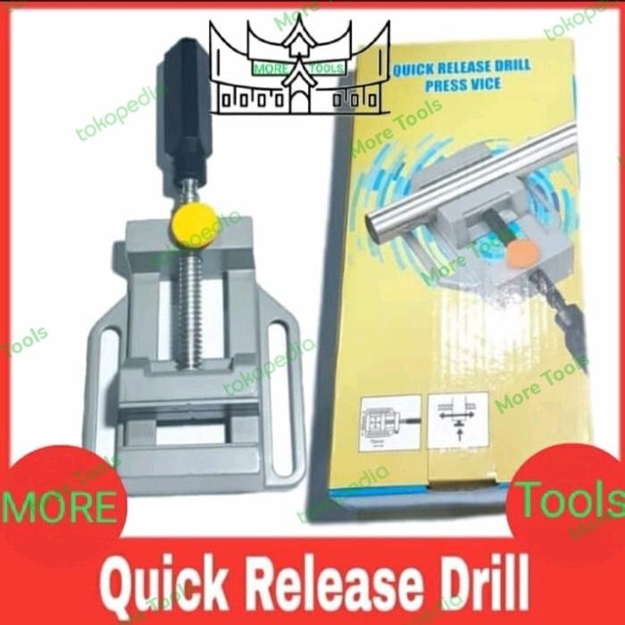 Paket Stand Drill Mesin Bor Tangan Alumunium Base + Vice Drill Clamp