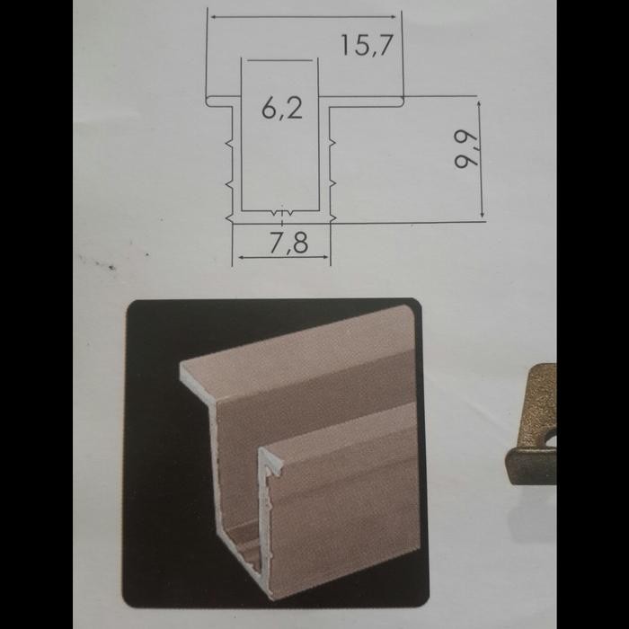 Rel Pintu Sliding Geser Aluminium AS 75 Untuk Lemari Almari