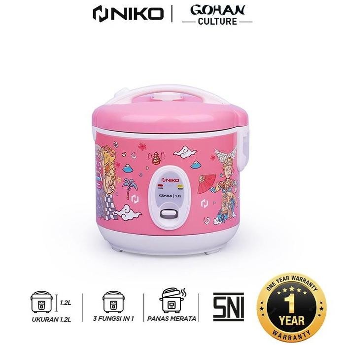 Niko Rice Cooker Gohan Culture Tropical / Magic Com 1.2 Liter 3 in 1 Bonus Gelas Ukur dan Sendok