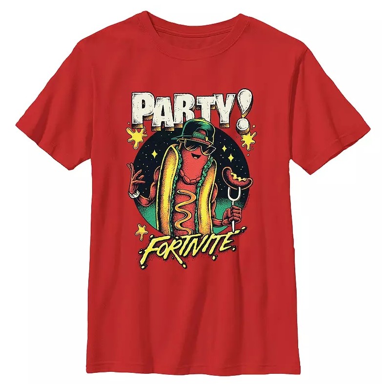 Kaos Grafis Hot Dog Pesta Fortnite Katun CrewNeck Unisex Pria Wanita