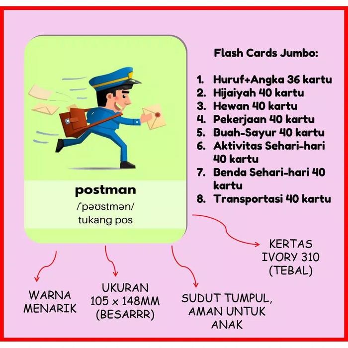 (Allthebest) Flashcard Flash Card Mainan Edukasi Jumbo Besar anak edukatif lengkap