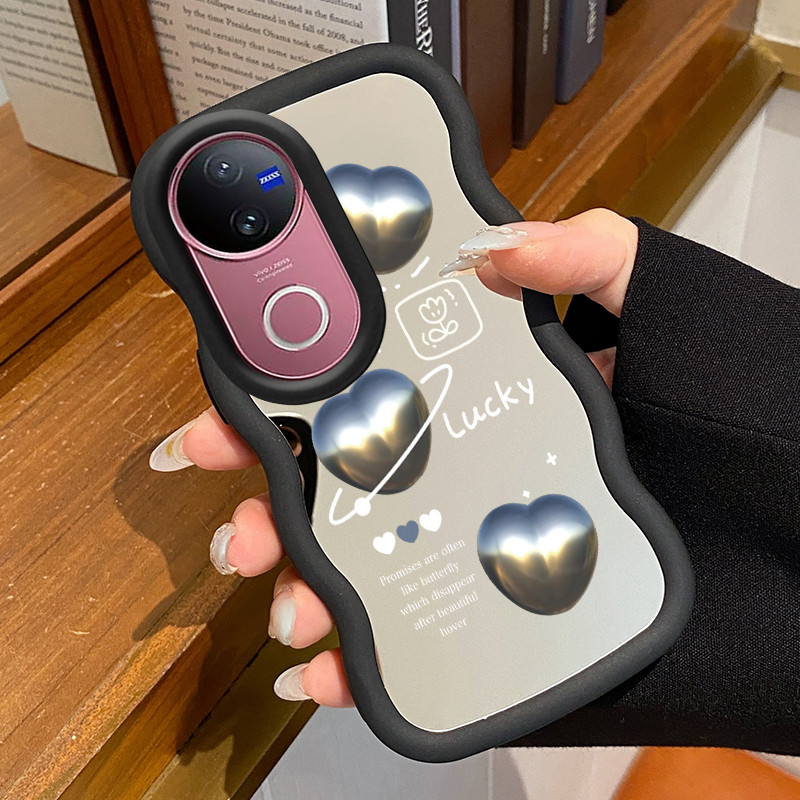 Casing Untuk VIVO V50 5G V50E 5G Case Casing Cinta Perak pola Kasing HP Silikon Softcase Macaron cer