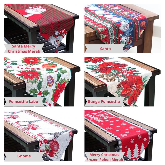 Table Runner Natal (Taplak Meja Natal)-Dekorasi Natal-Taplak Motif Hiasan Kain