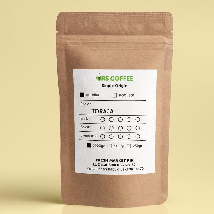 

Roasted Beans Kopi Toraja Arabica Premium1 KgDark Roast