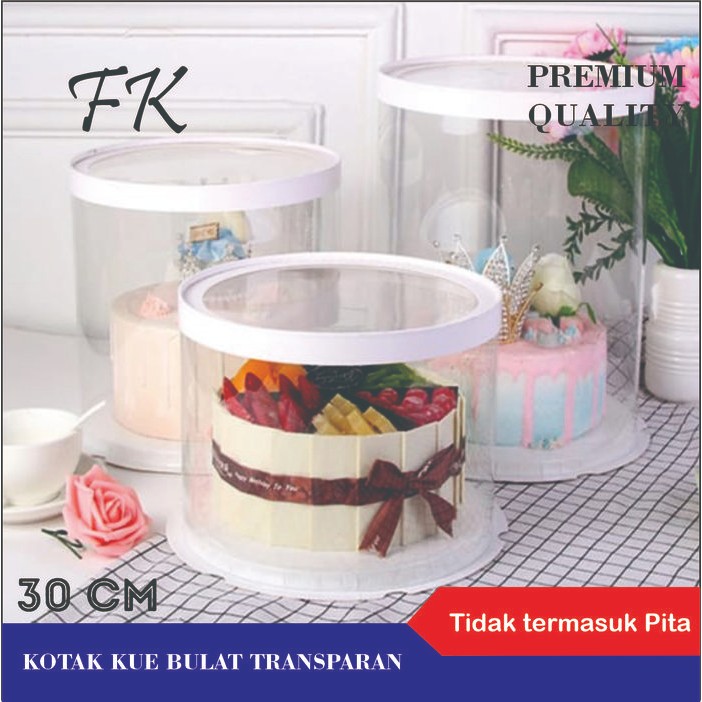 JT Kotak Kue Mika Transparan Bulat Cake Box Bulat Dus Kue Bulat uk.30CM
