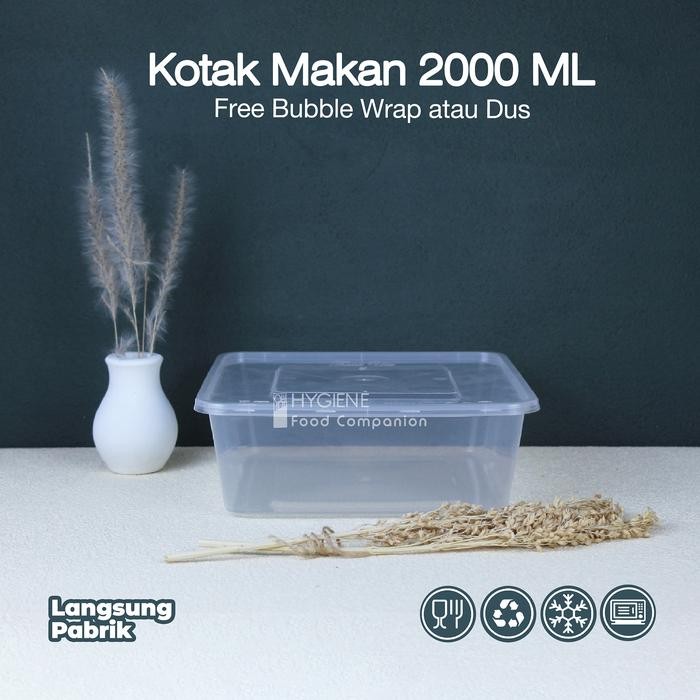 JT Thinwall 2000 ML Persegi / Kotak Makan 2000ML Plastik / FOOD CONTAINER