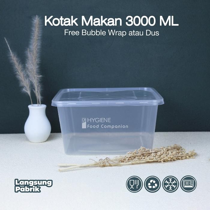 JT Thinwall 3000 ML Persegi Kotak Makan 3000ML Plastik