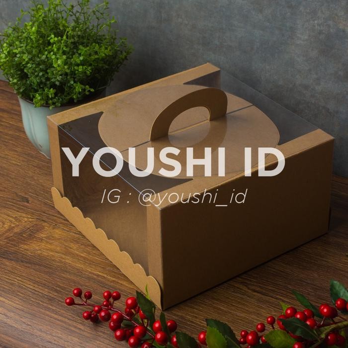 JT Dus Kue Tart Mika/Box Kue Mika/Cake Box Mika Transparan 22x22x12cm