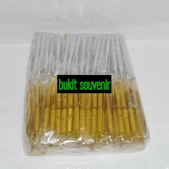 

Sale terbaru 100pcs pulpen emas perak kemasan plastik bonus kartu ucapan terima kasih Ready
