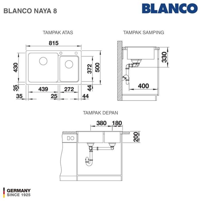 TERBARU KITCHEN SINK BAK CUCI PIRING GRANIT 2 LUBANG BLANCO SILGRANIT NAYA 8 - PAKET KITCHEN SINK