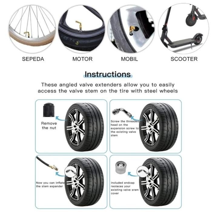 ADAPTOR PENTIL BAN MOBIL MOTOR/KONEKTOR SAMBUNGAN POMPA BAN MODEL 90