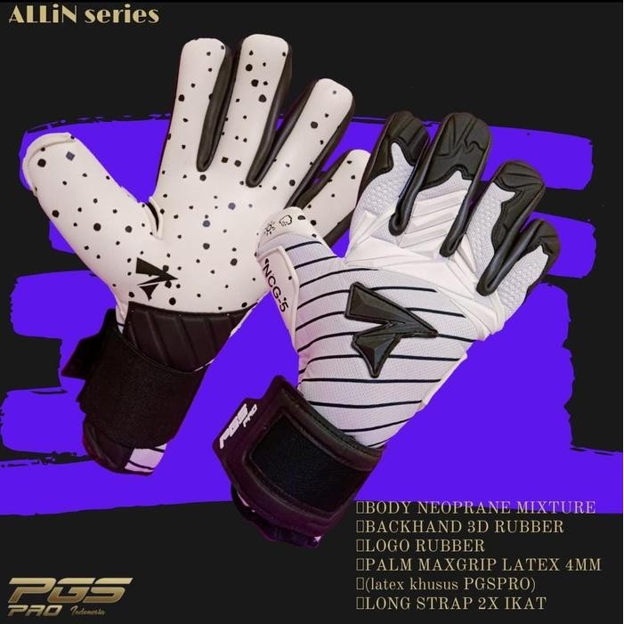 SARUNG TANGAN KIPER PGS PRO ALL IN SERIES PUTIH 2021 ORIGINAL (TERBAIK) (TERBARU) (TERMURAH)