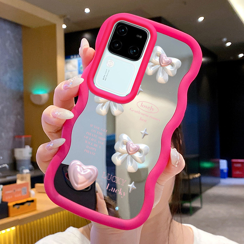 Casing Untuk VIVO V30 5G V30 Pro 5G Case Casing Gaya peri busur putih Gelombang Cermin Silikon Softc