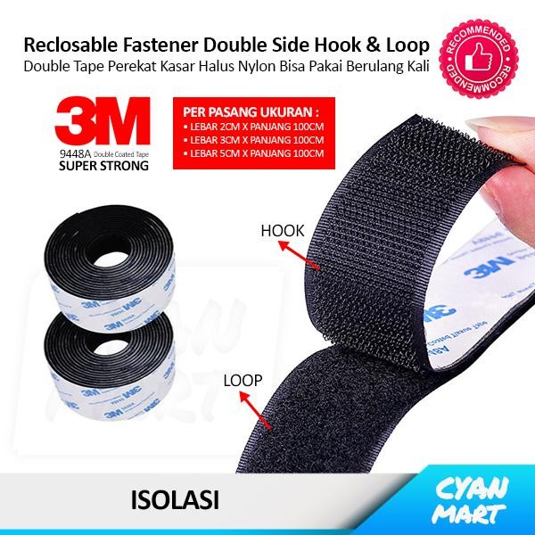 

ID FR RECLOSABLE FASTENER NYLON LIKE VELCRO'S HOOK & LOOP DOUBLE TAPE 3M